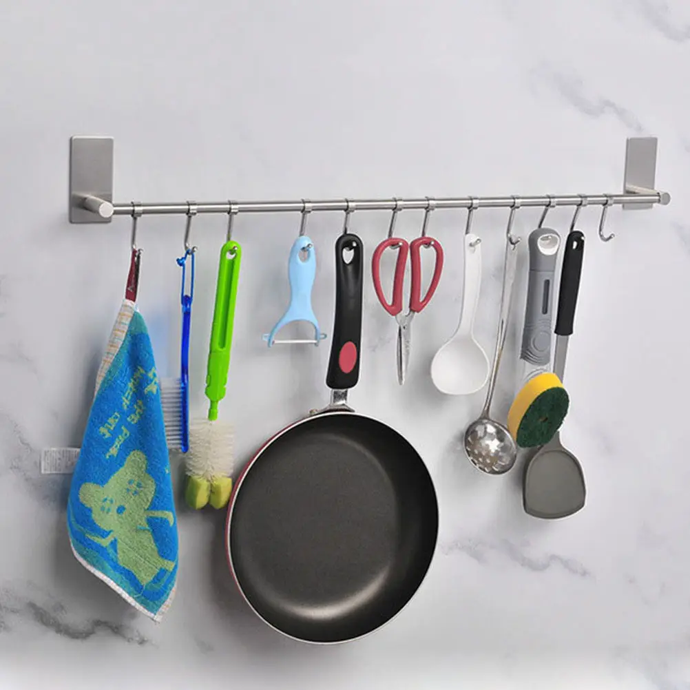 

1pc Stainless Steel Towel Rack No Drill Adhesive Wall Mount Bathroom Storage Holder Strong Hold Rustproof Towel Organizer