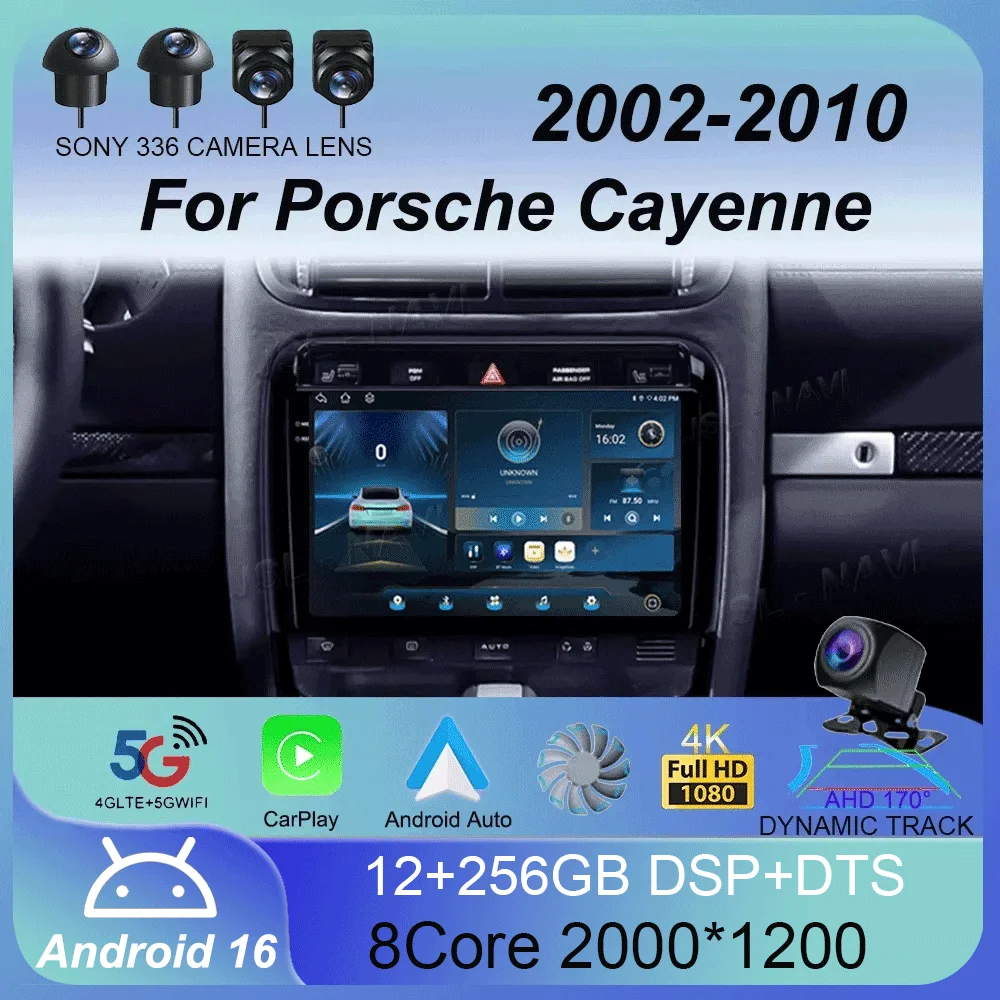 

Android 16 Car Multimedia Video Player WIFI for Porsche Cayenne 957/955 2002 - 2010 Car Radio HeadUnit GPS Autoradio Carplay BT