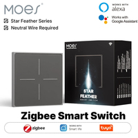 MOES EU Tuya ZigBee Smart Light Switch Wall Scene Switch 2in1 Neutral Wire Required APP Remote Control For Alexa Google Home