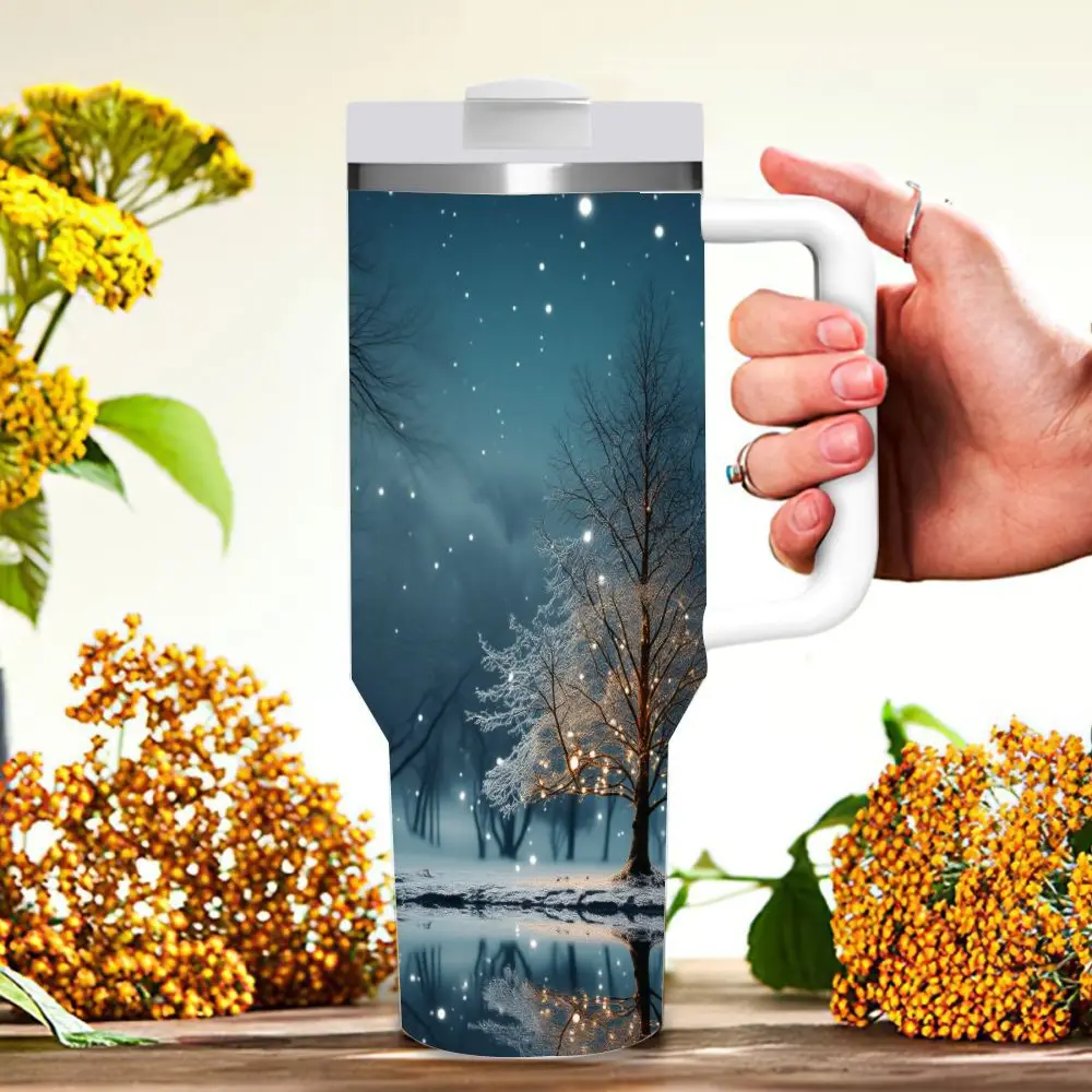 40oz Insulated Tumbler with Handle & Straw Lid - Double-Wall Vacuum Mug, Leakproof Suitable for Home, Office, Travel, Camping, Car - 12 Cold/6 Hot Retention, Cup with Straw for, Tea, Water, Multi-Color