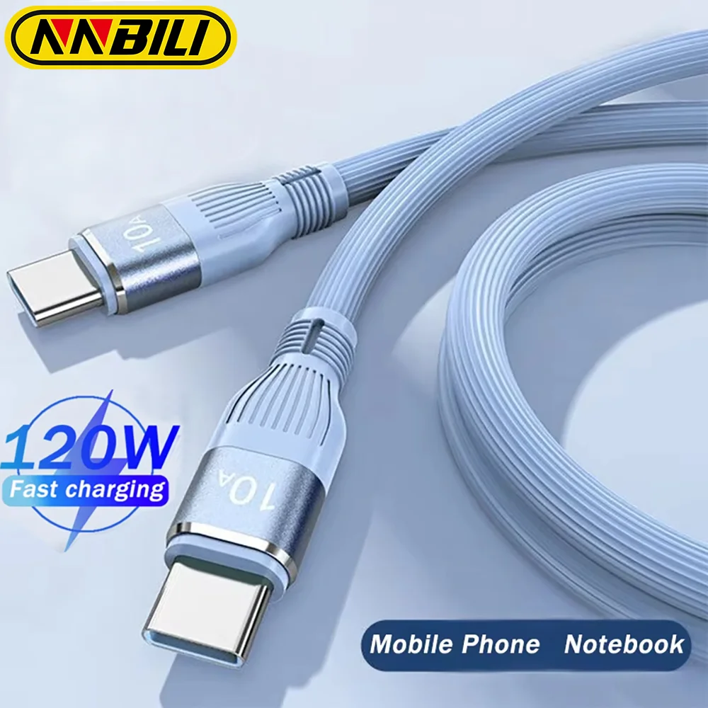 NNBILI 120W 10A Fast PD Dual Type C Quick Charging Cable For iPhone 16 15 Universal Data Transfer Wire Cord For Samsung Huawei