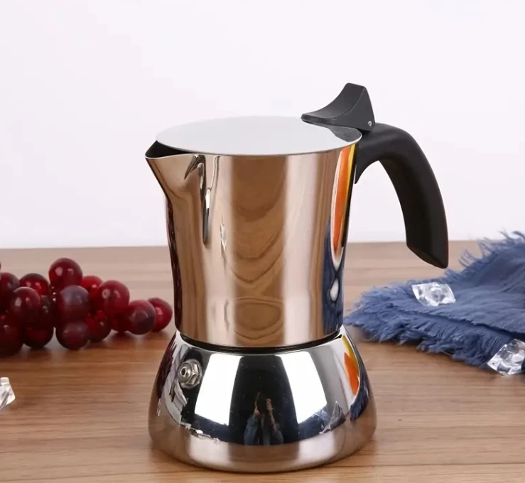 

Kingze, современный дизайн, плита для эспрессо, мока, 4, 6, 10 чашек, алюминиевая итальянская кофеварка из нержавеющей стали