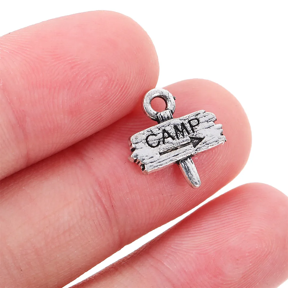 

10Pcs Alloy Camping Pendants Retro Camp Sign Charms DIY Craft Charms for Jewelry Making Bracelets Necklaces Keychains