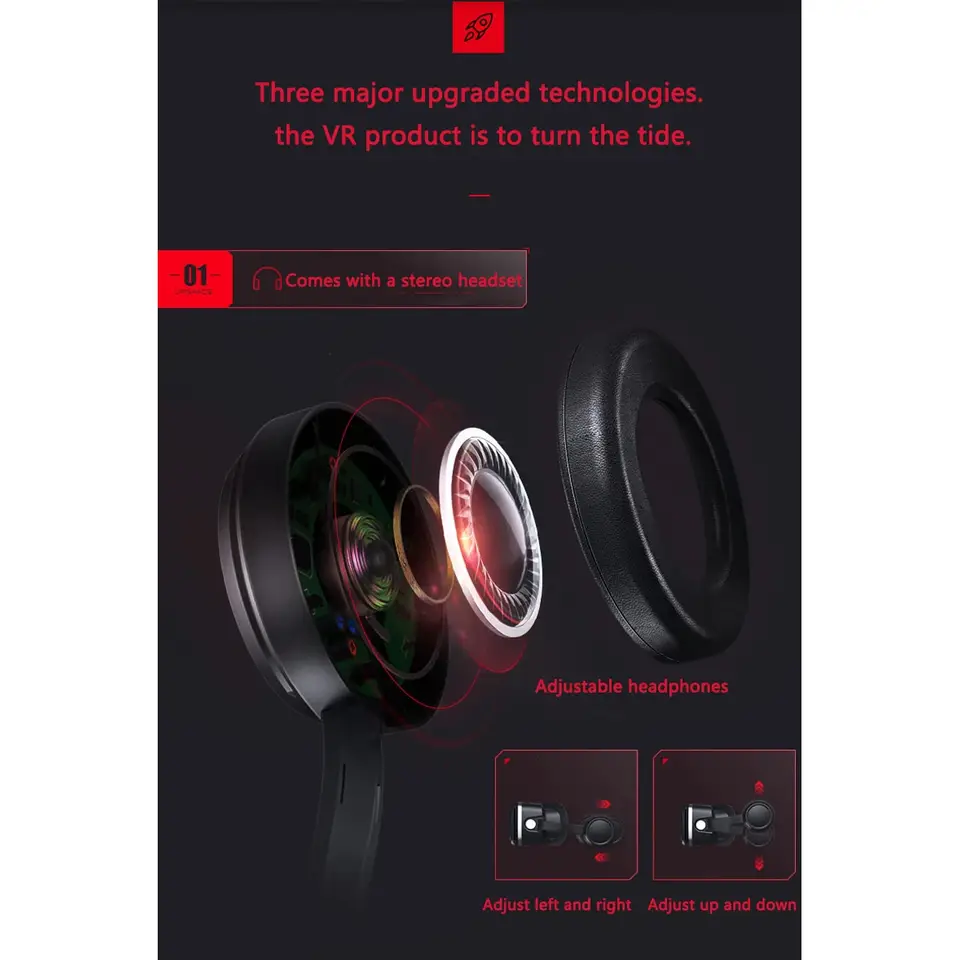 نظارة واقع افتراضي VR Shinecon 10.0، نظارات ثلاثية الأبعاد، متوافقة مع الهواتف الذكية، سماعة رأس للألعاب والفيديو - 2