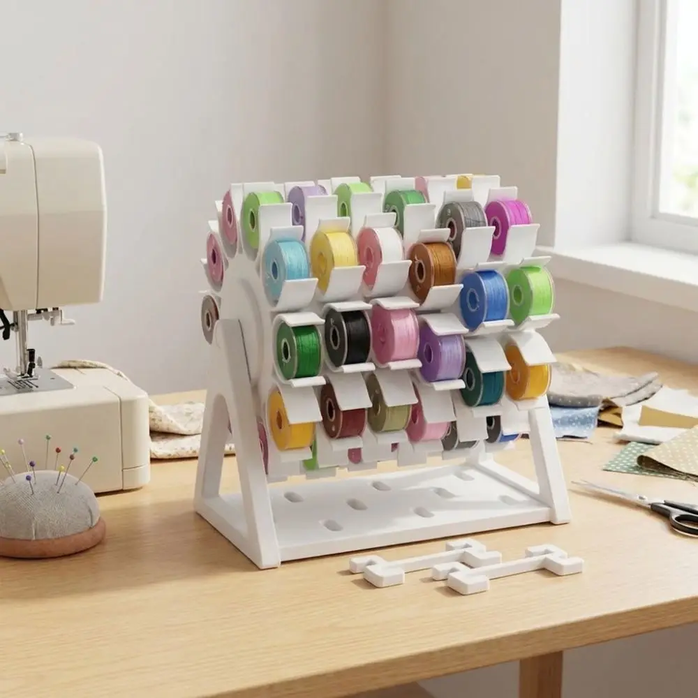 60 Slots Rotating Bobbin Thread Organizer DIY Sewing Hand Crank Sewing Thread Spool Holder Non-slip Base Handmade