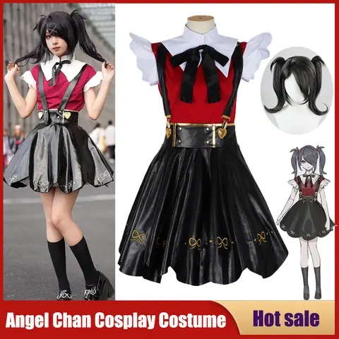 Anime Needy Girl Overdose Angel-chan 코스프레 의상 게임 Abyss KAngel Ame Chan 드레스 파티 카니발 가죽 스커트 JK 유니폼