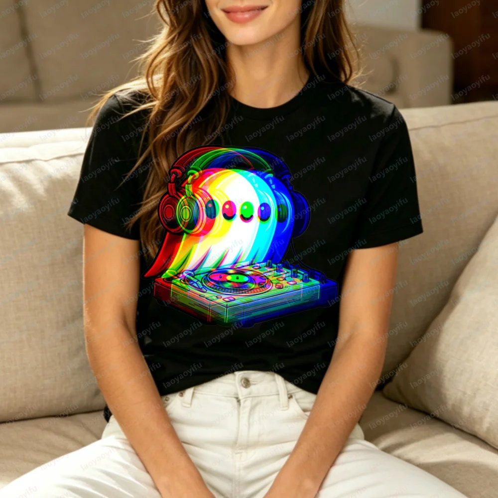Vaporwave DJ Ghost T-Shirt,  Music Tee, Rave Ghost Shirt, Party Optical Illusion Apparel, Festival Outfit, Gift for EDM Lovers