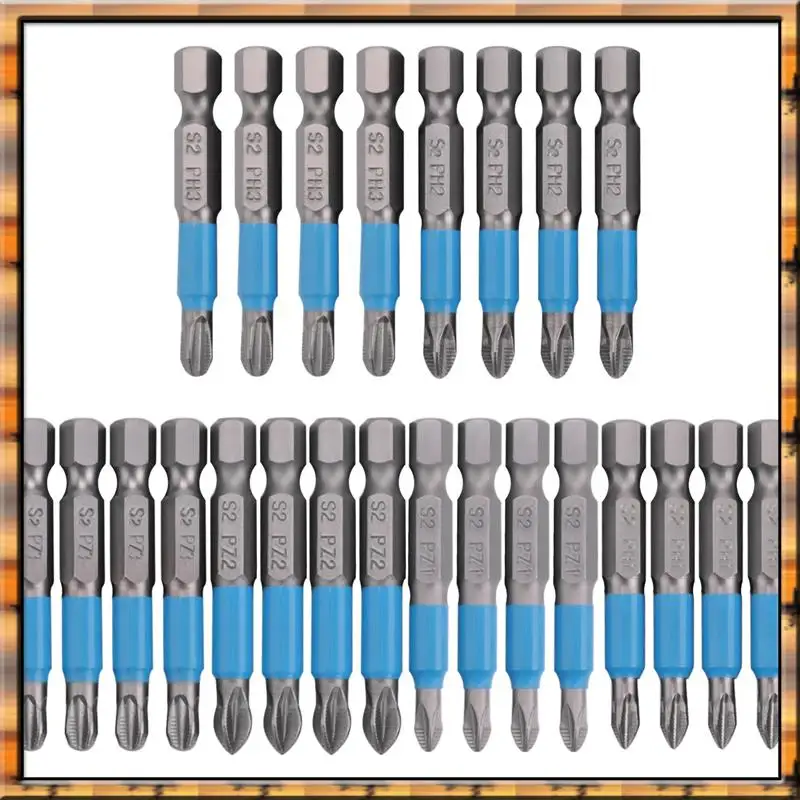 USER FRIENDLY-24 Pcs Magnetic Anti Slip Screwdriver Bits Set PH1 PH2 PH3 PZ1 PZ2 PZ3 Impact Driver Bit Set 1/4 Inch Hex Shank