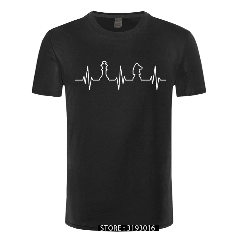 Heartbeat of Chess T Shirt Man Short Sleeve Men Cool Love playing Chess T-shirts Tee Mans t shirts