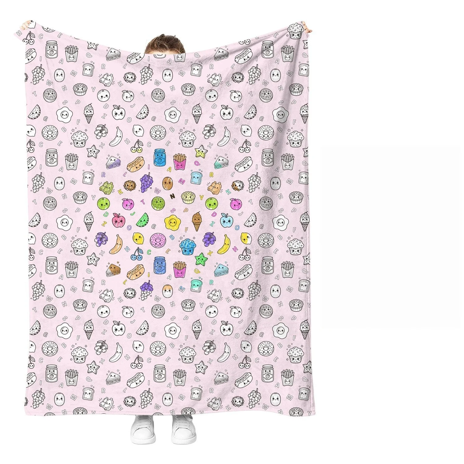 DIY Graffiti Blanket All Print Ocean Cartoon Blanket Whale Starfish Doodle Blanket for Kids Holiday Gift