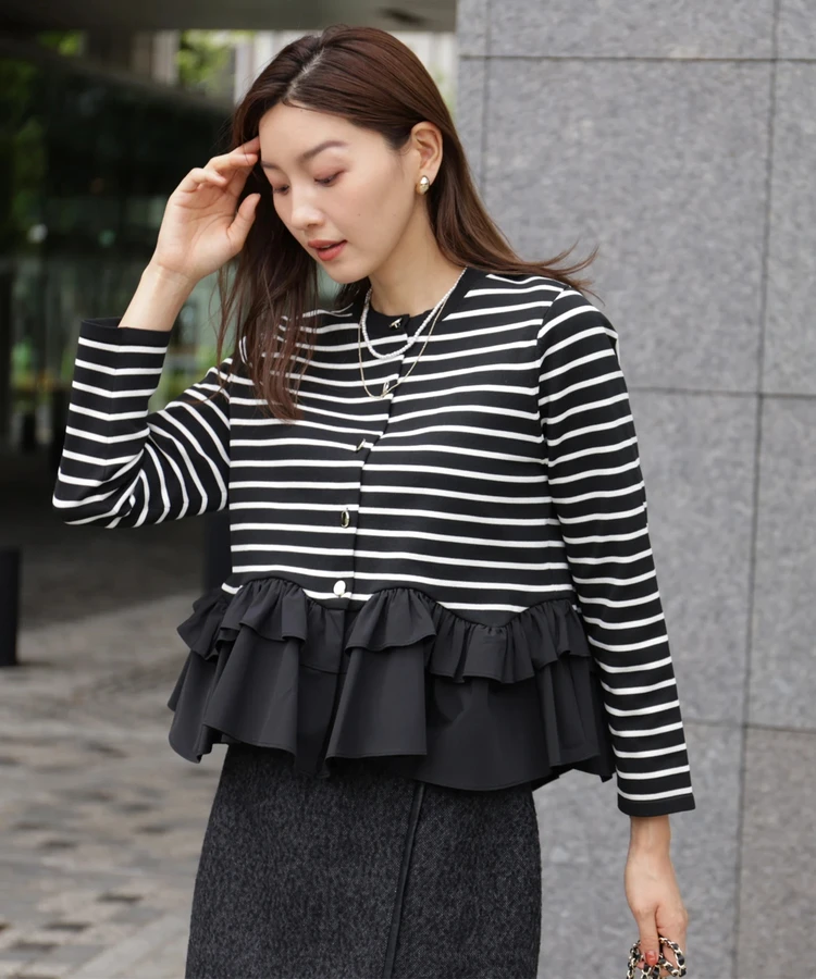 Fashionable Stripe Knitted Sweater Loose Fit Color Block Neckline Long Sleeve Women's Autumn Winter Casual Style Breathable