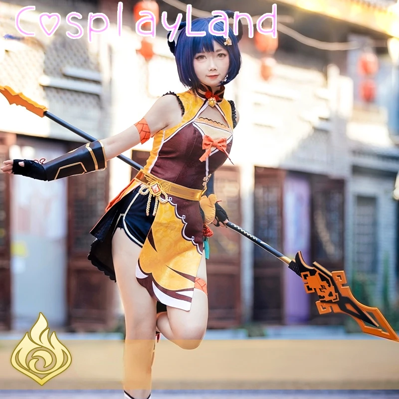 Game Genshin Impact Xiangling Cosplay Costume Woman Uniform Suit Genshin Impact Cosplay Xiang Ling Costume Girl Dress Outfit