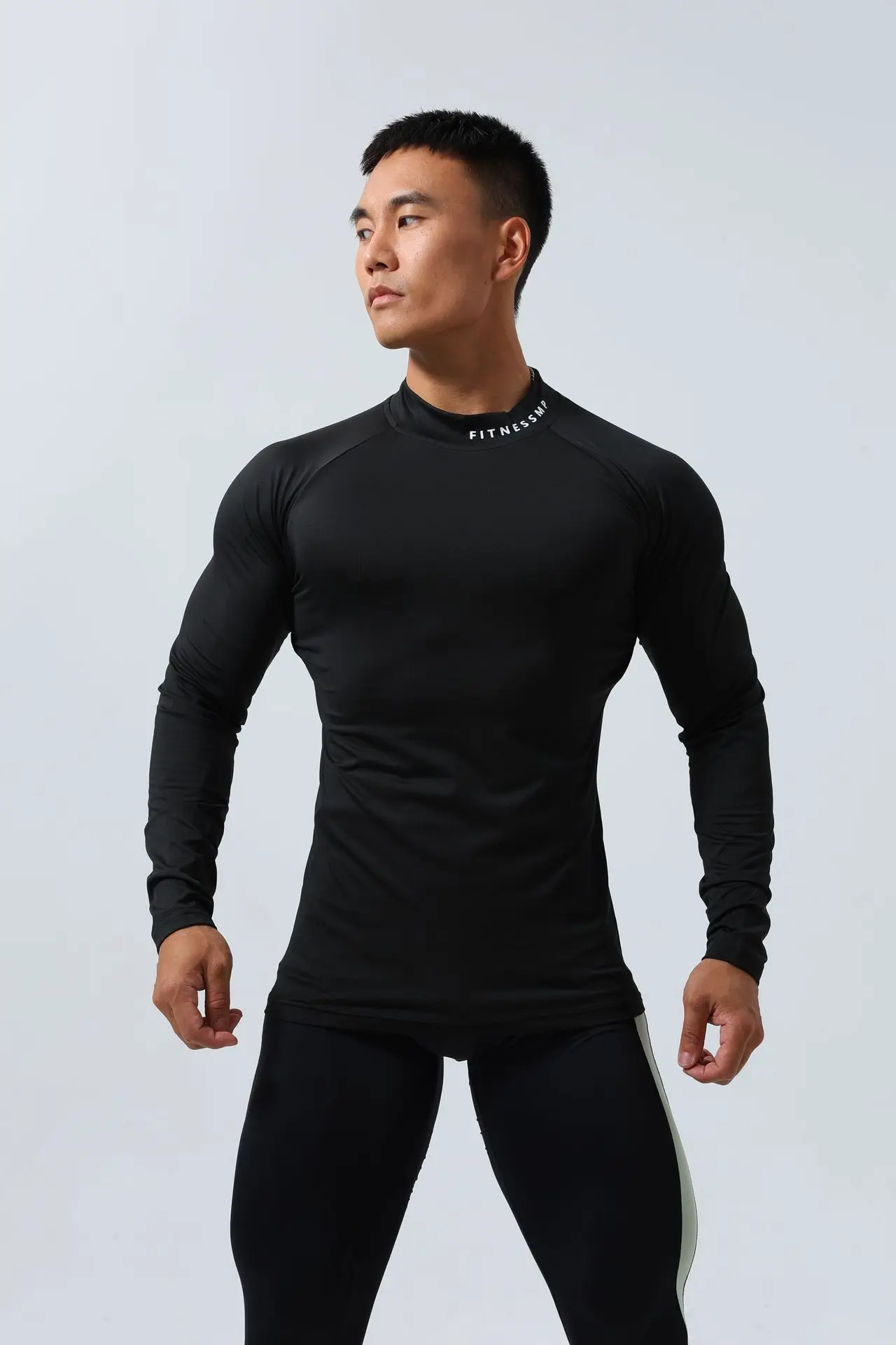 Men\'s Spring Round Neck Warm Long Sleeve Sports Quick Dry Outdoor Tight Leisure Running Fitness Super Elastic Breathable