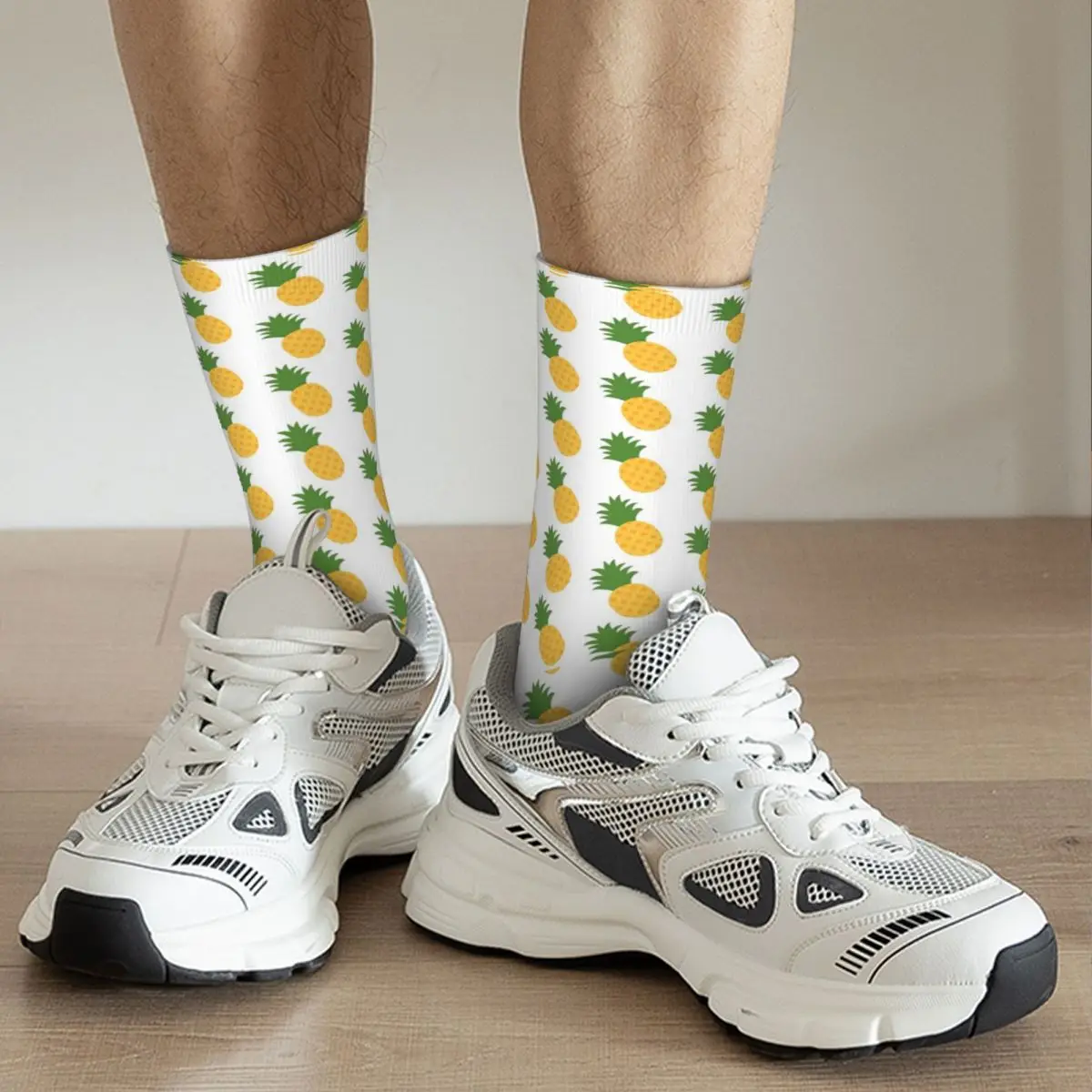 Calcetines de compresión divertidos para hombre, calcetín con estampado de fruta, piña, Harajuku, fruta, fiesta, feliz calidad, informal