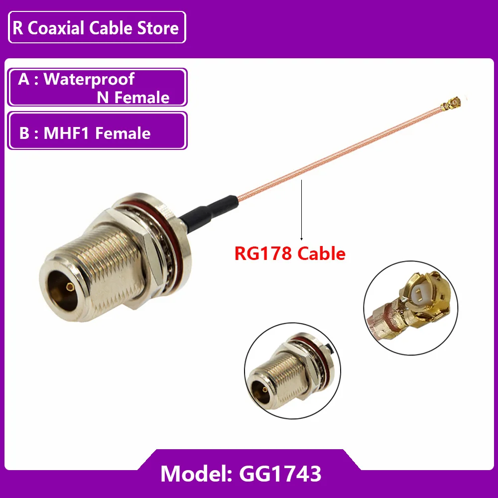 1 قطعة مقاوم للماء N أنثى إلى MHF أنثى RG178 كابل uFL/u.FL/MHF شاحن أنثي RF محوري ضفيرة واي فاي هوائي تمديد كابل