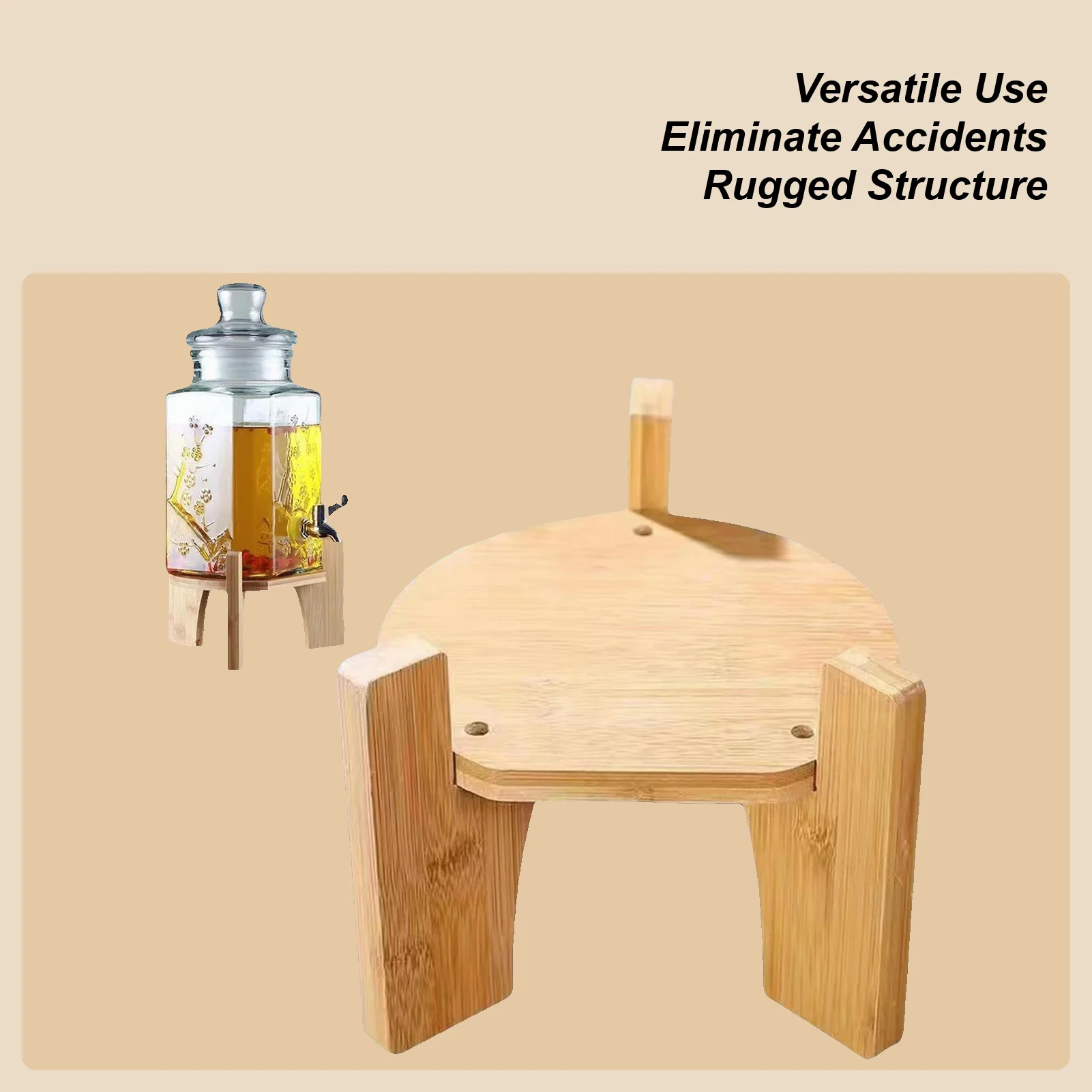 

Drink Dispenser Stand Bamboo Rack Glass Jar Water Jug Holder Beverage Whiskey Decanter Stand Dispenser Base