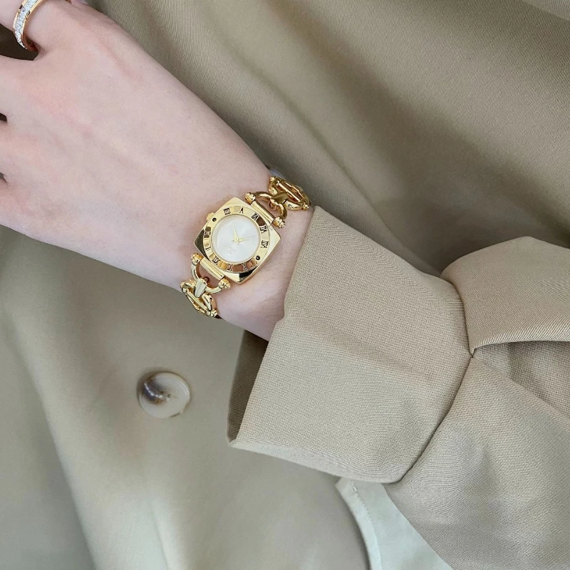 

Высококачественные женские часы с римскими часовыми маркерами, кварцевые часы с квадратным циферблатом, легкие роскошные модные женские наручные часы Relogio Feminino