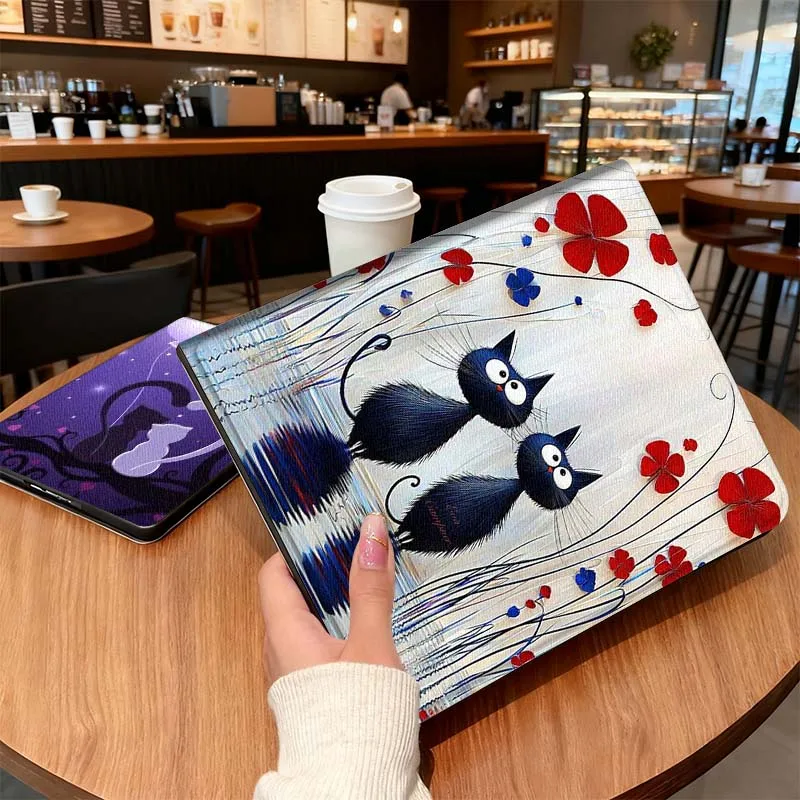 

Cute Pet Cat Art Pattern Gift For Samsung Galaxy Tab S10 S9 S8 S7 Lite FE Plus Scratch resistant Pen Tray Tablet Case