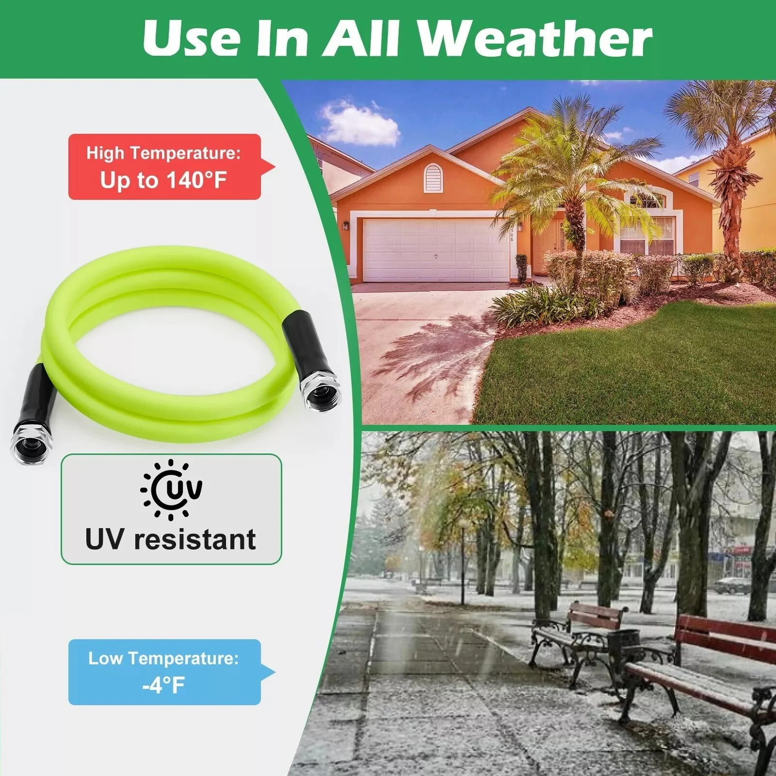 25FT Heavy Duty Garden Hose 5/8 in Flexible Water Hose High Pressure Car Wash Pipe Garden Sprayer Watering Hose Irrigation Tools
