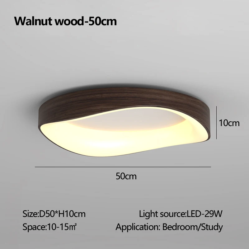 Nordic Wood Plafond Licht Ronde Log Walnoot Remote Home Armatuur Geleid Voor Studie Woonkamer Hal Slaapkamerdecoratie Verlichting