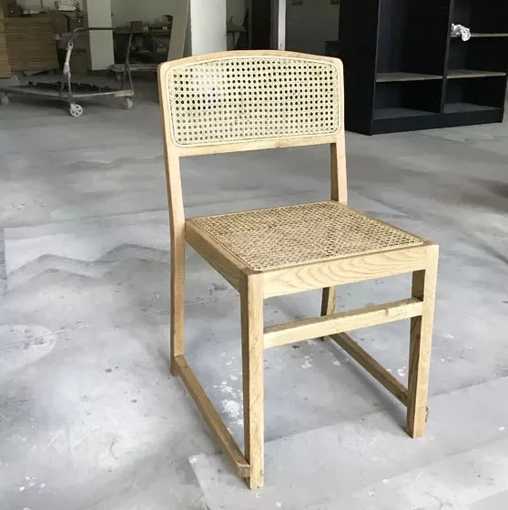 Natural Woven Rattan Back And Seat Pad For Cross Back Dining Room Chair