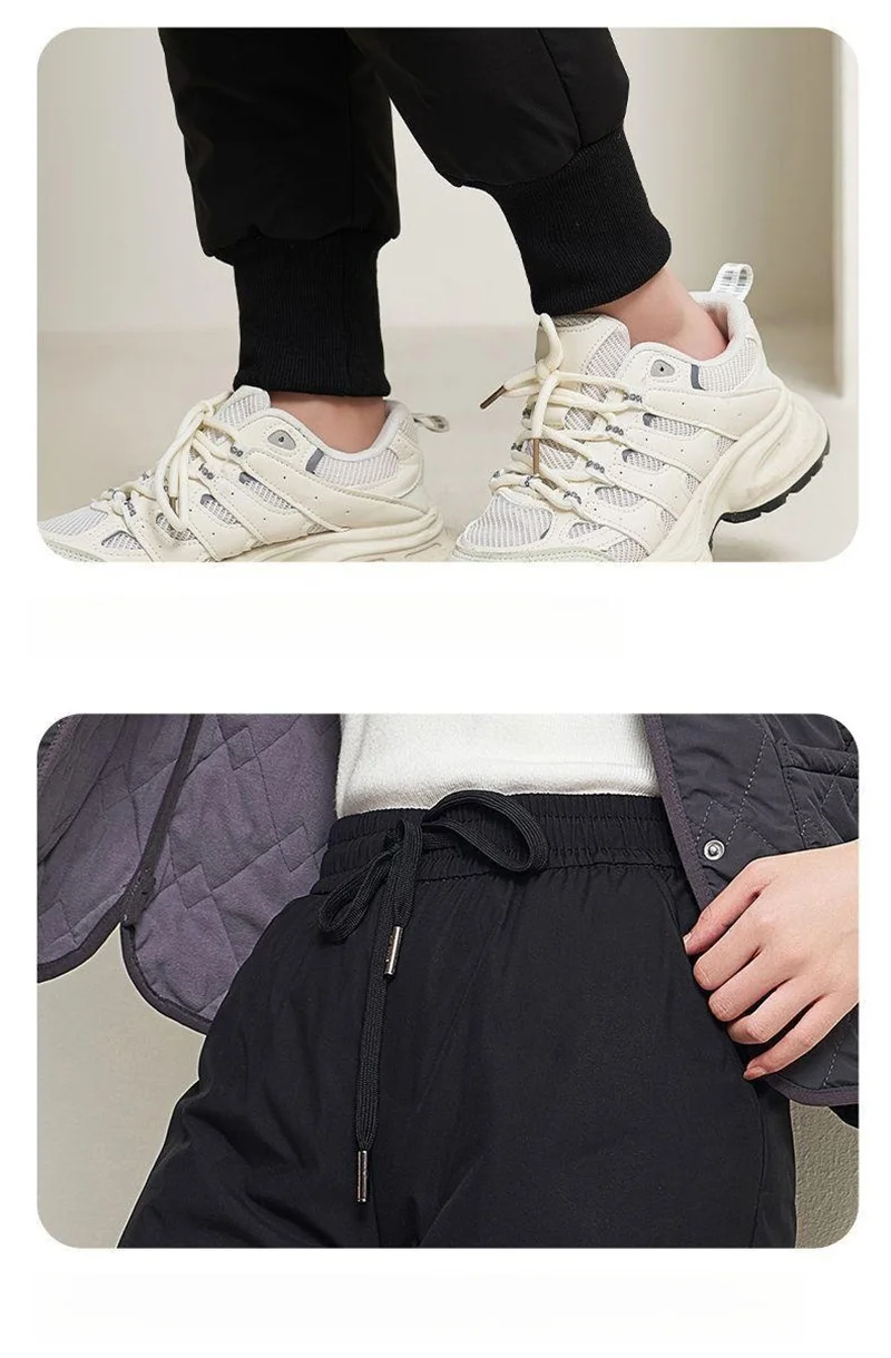 Women's Autumn Winter New High Waist Down Cotton Pants Fashion Simple Solid Large Size Thickened Loose Casual Slimming Pants