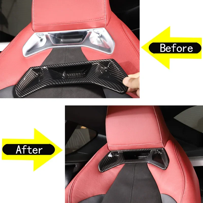 2PCS Carbon Fiber Car Seat Neckrest Cover Headrest Decorative Trim For Toyota GR Supra A90 A91 MK5 2019-2025 Car Accessories