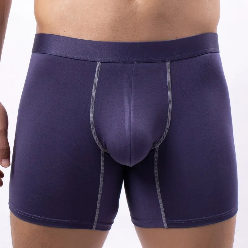 Euro Size Men Long Boxer Underwear Male Panties Three-point Pants Sexy U Convex Penis Big Pouch Design Anti-wear Men Boxershorts