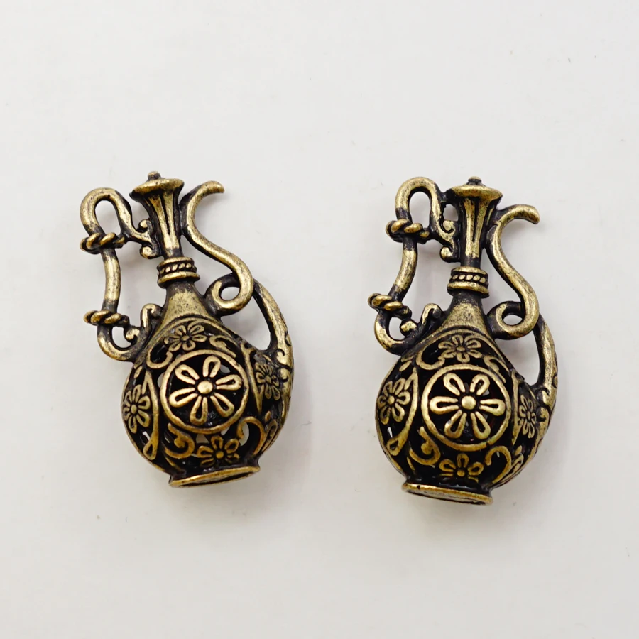 6pcs/lot  Wholesale Antique style bronze look floral 3D hollow wine pot Necklace Pendant Jewelry charm pendants Punk Gifts 08832