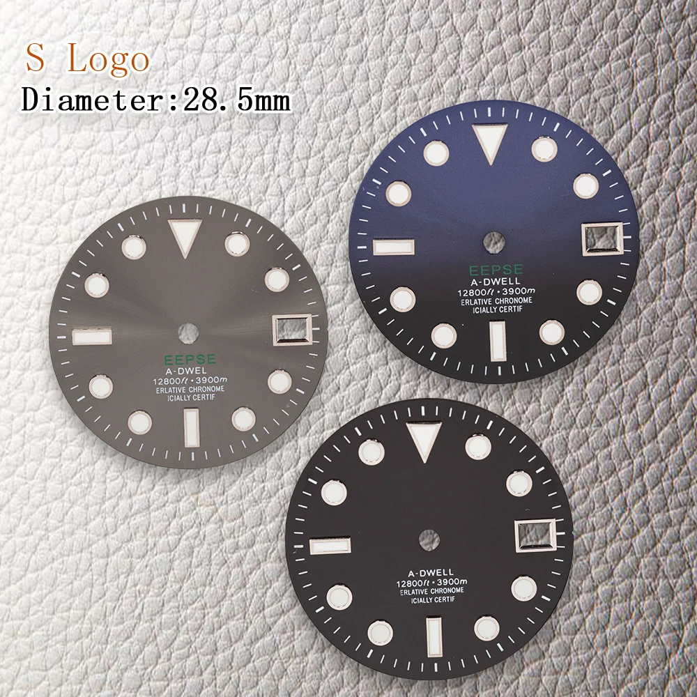 Articolo di vendita caldo Nuovo logo S da 28,5 mm SUN Ghost King NH35 quadrante adatto al movimento NH36 accessori per la modifica dell'orologio luminoso verde ﻿