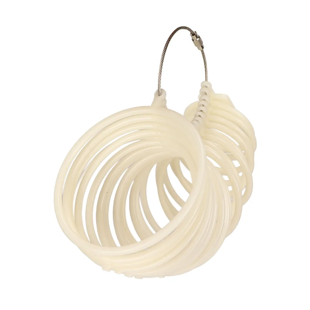 

Белый пластиковый браслет, регулируемый инструмент, точный измерительный инструмент, легкий дизайн, пластиковый ювелирный калибр