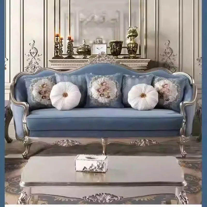 

French light luxury cream style living room 123 combination European retro fabric sofa high-end luxury simple European furniture