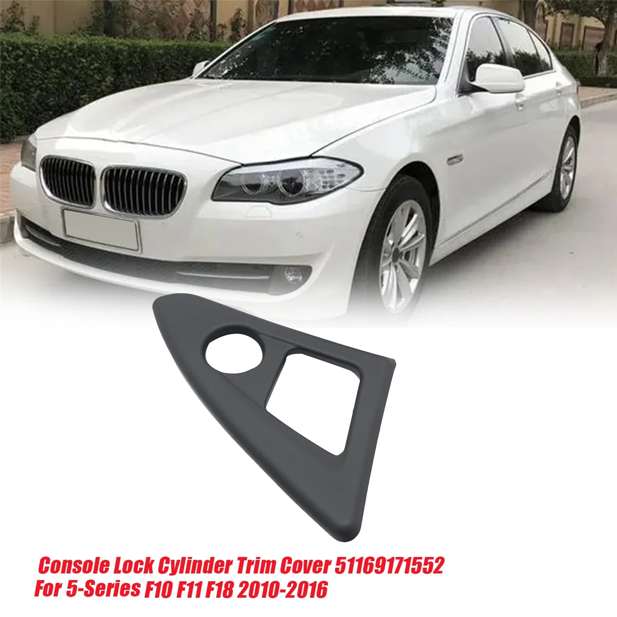 Car Console Lock Cylinder Trim Cover 51169171552 for BMW 5-Series F10 F11 F18 2010-2016 Center Panel Fastening End Panel