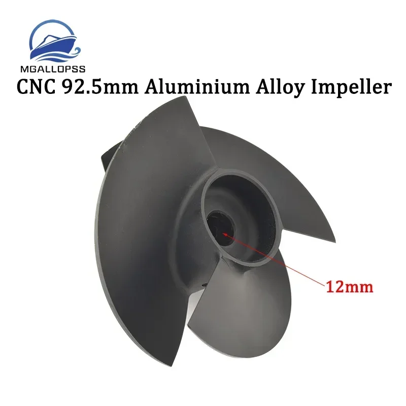 RC Boat CNC 92.5mm Aluminium Alloy Impeller Aluminium Impeller Water Jet Impeller Stainless Steel Shaft for Surfboard RC Boat