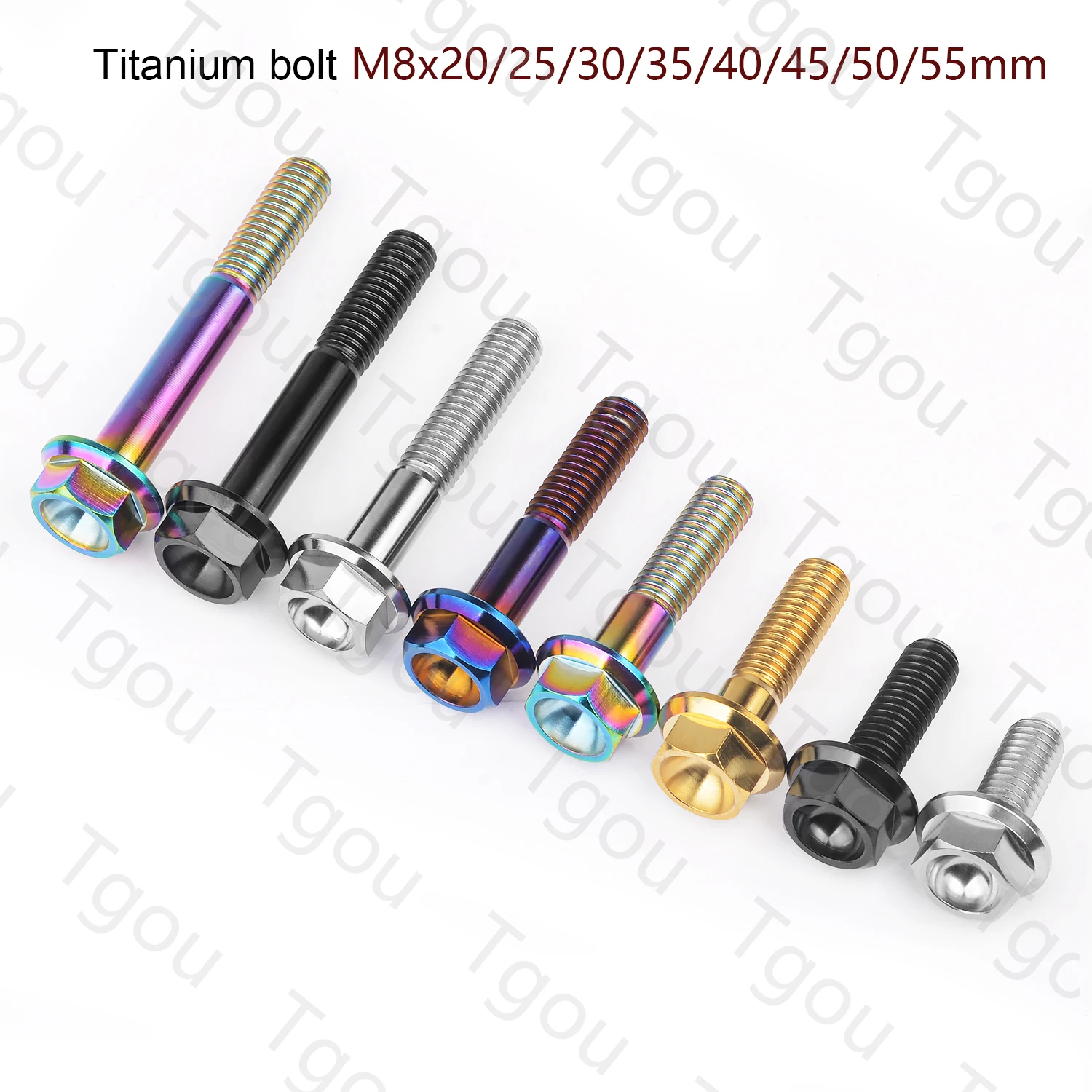 

Tgou Titanium Bolt M8x15/20/25/30/35/40/45/50/55mm Flange Hex Head Screws for Motorcycle Modification