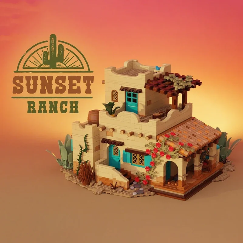 2069 قطعة MOC غروب الشمس مزرعة اللبنات هدية الكريسماس لتقوم بها بنفسك مشروع الهندسة مثالية لتجميع المبتكرين الشباب