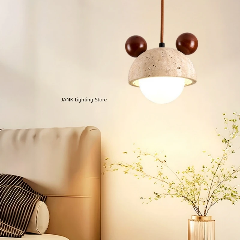 

Cream Style Bedroom Bedside Pendant Light Warm and Cute Children's Room, Nordic New Master Bedroom Flower Bud Lighting Fixture
