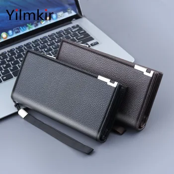 Portafoglio lungo da uomo d'affari di moda con cerniera Casual pochette multifunzionale di grande capacità portamonete con porta carte di credito Multi Slot