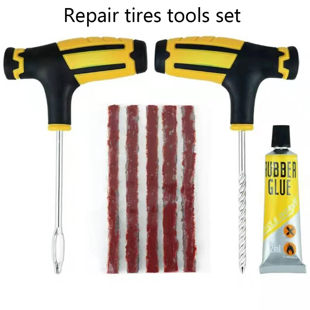 1 Set SMTB Road Bicycle Tire Repair Tools Bike Tubeless Tire Rubber Bacon Strip And Insertion Tool Urgent Glue Free Repair