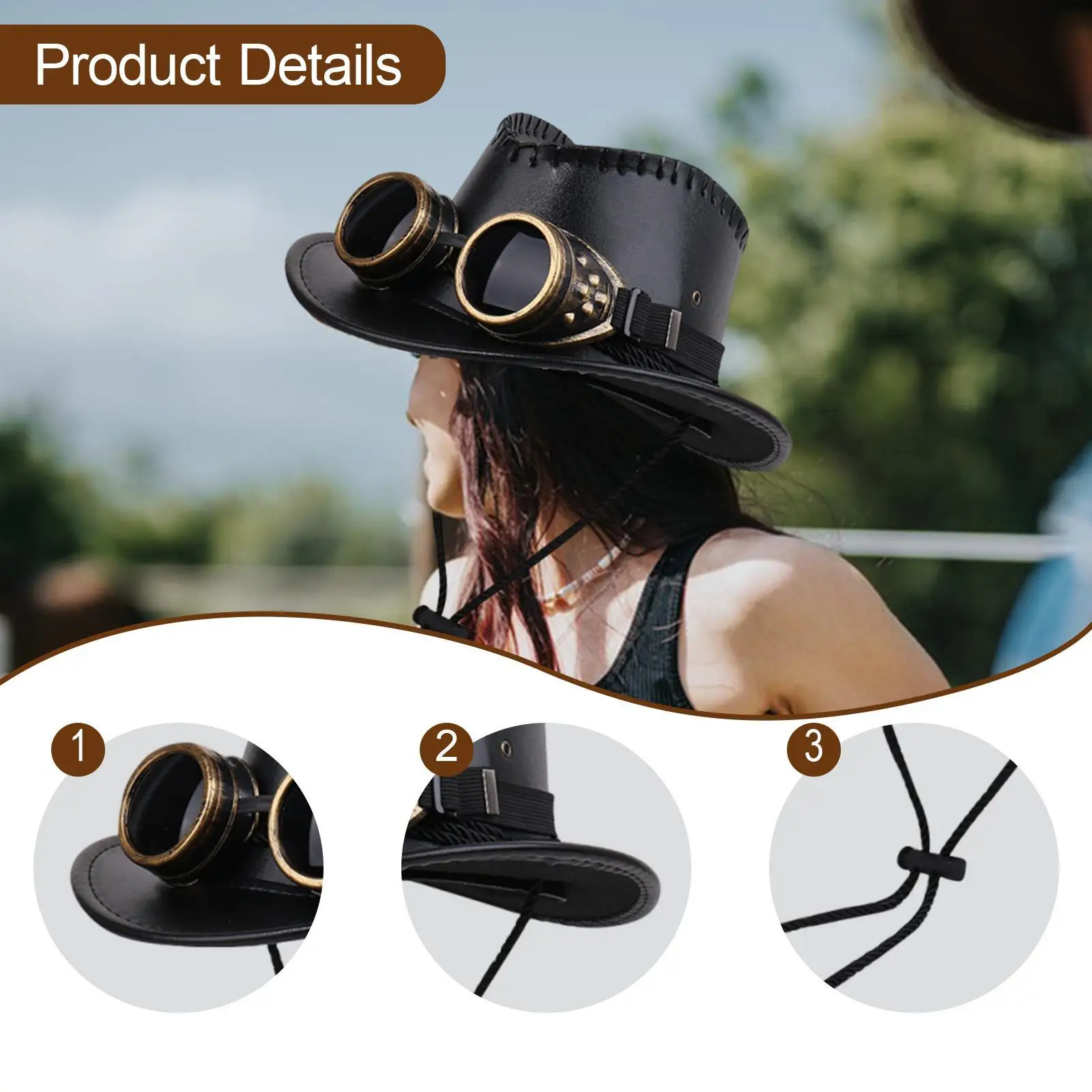 أسطوانة Steampunk مع نظارات للحفلات ذات الطابع الشخصي والكرنفال و