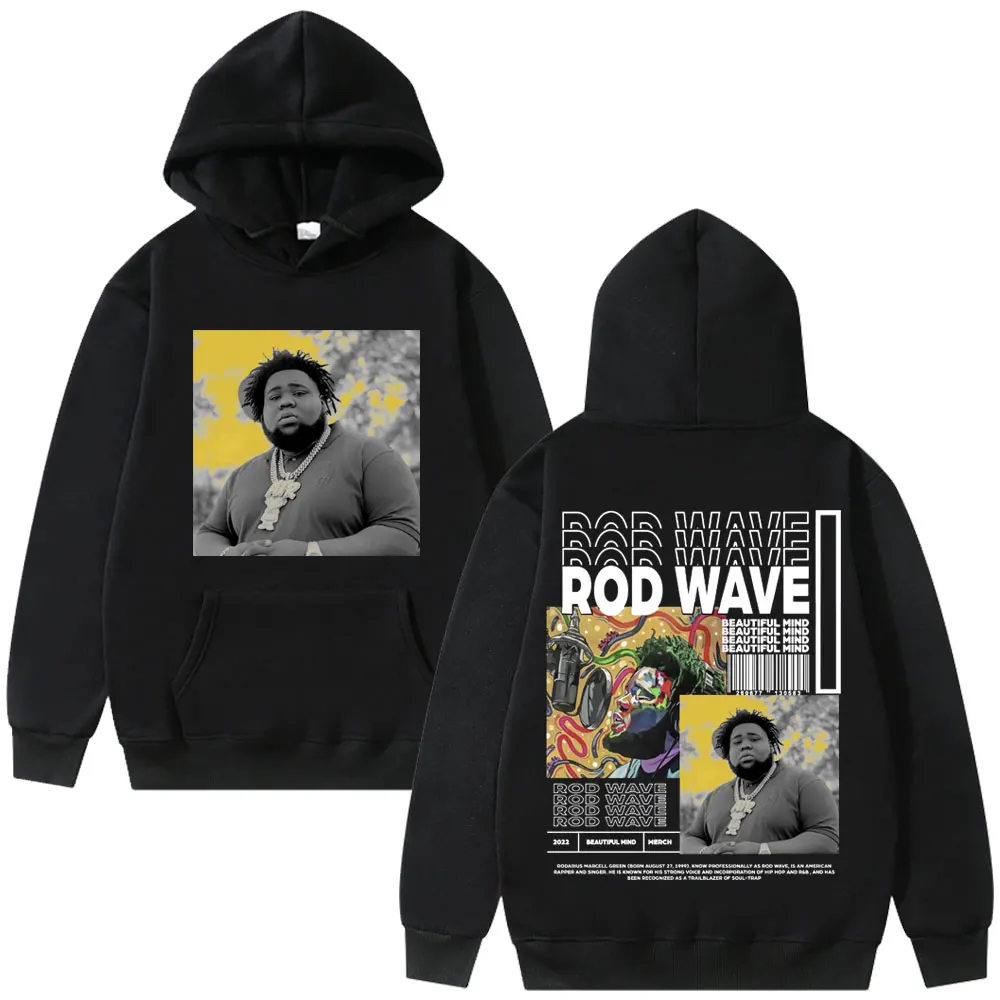 Rapper Rod Wave Beautiful Mind Album Cover Hoodies Men Women Hip Hop Vintage Sweatshirt Men's Clothing Loose Oversized Pullover