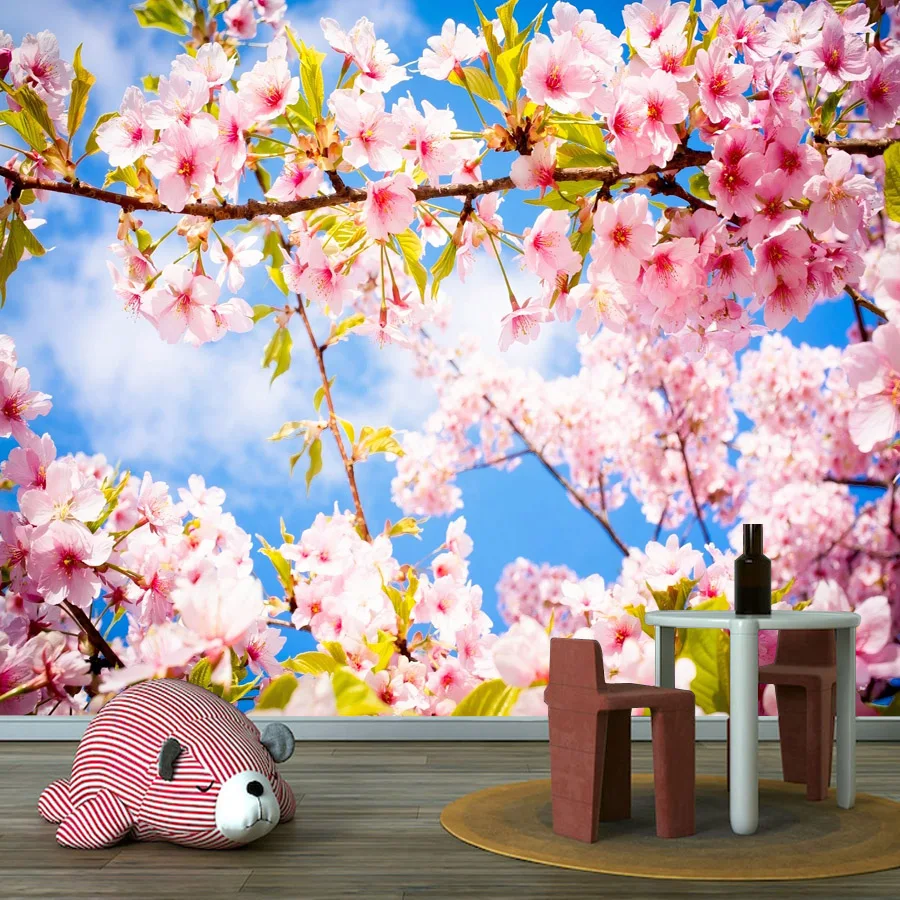 

20+ Girly Peel n Stick Optional Wallpaper for Living Room Natural Floral Peach blooming Walls Art Home Decor Renovation TV Mural