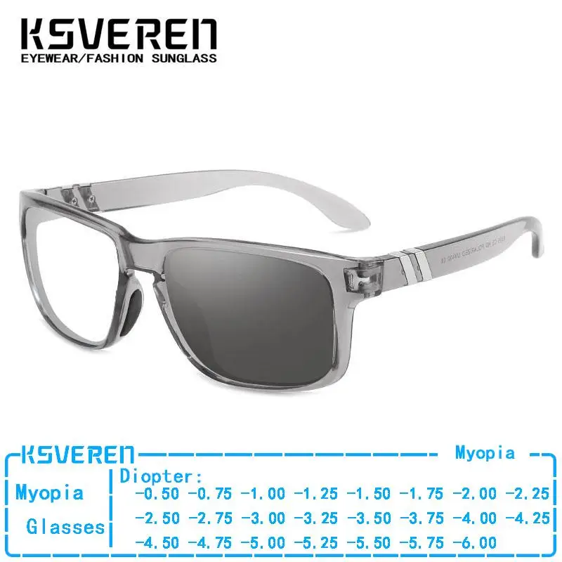 

Sports Photochromic Myopia Eyeglasses Men Women Outdoor Color Changing Prescription Glasses Customized Negative Diopter -0.5-1.0