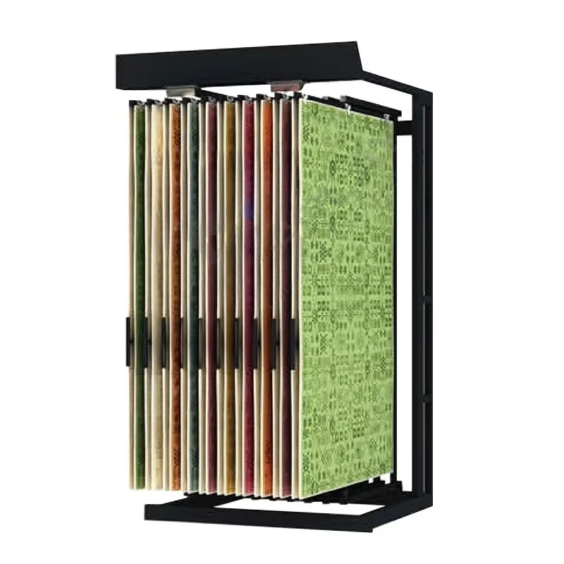 

&c Custom Flexible Installation Graceful Style Free Stand Rug Display Stand Page Turning Carpet Display Stand