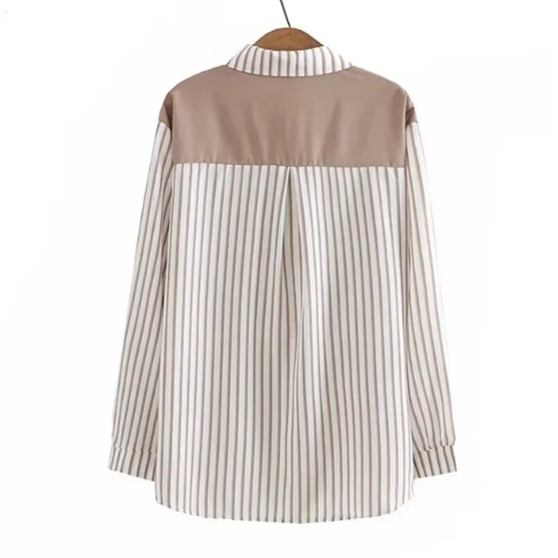 Plus Size Women's 2023 Summer New Korean Version Of The New All-In-One Long-Sleeved Striped Shirt