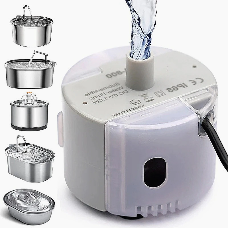 Bomba sumergible silenciosa SMA-800 para fuente de Gato, Motor USB DC, bebedero de agua, accesorios de fuente para gatos, Kit de limpieza
