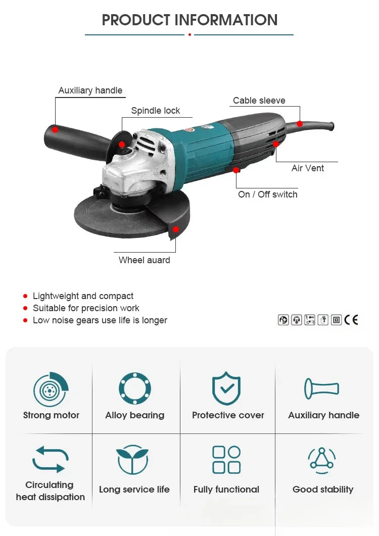 Professional Variable Speed Angle Grinder Electric Mini 100mm 115mm 125mm