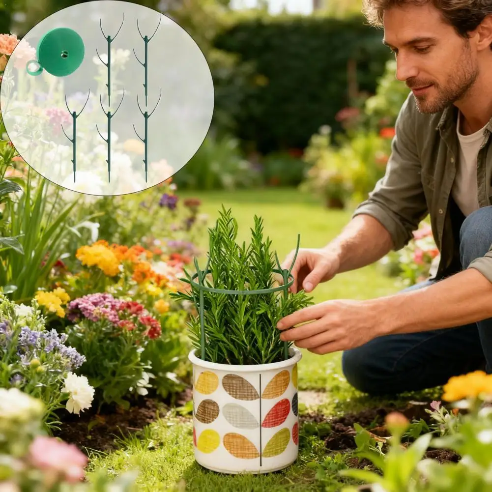 

Green Plant Support Frame Plant Stake Multilayer Stackable Garden Plant Cage Indoor Bonsai Vine Climping Support Rack ﻿