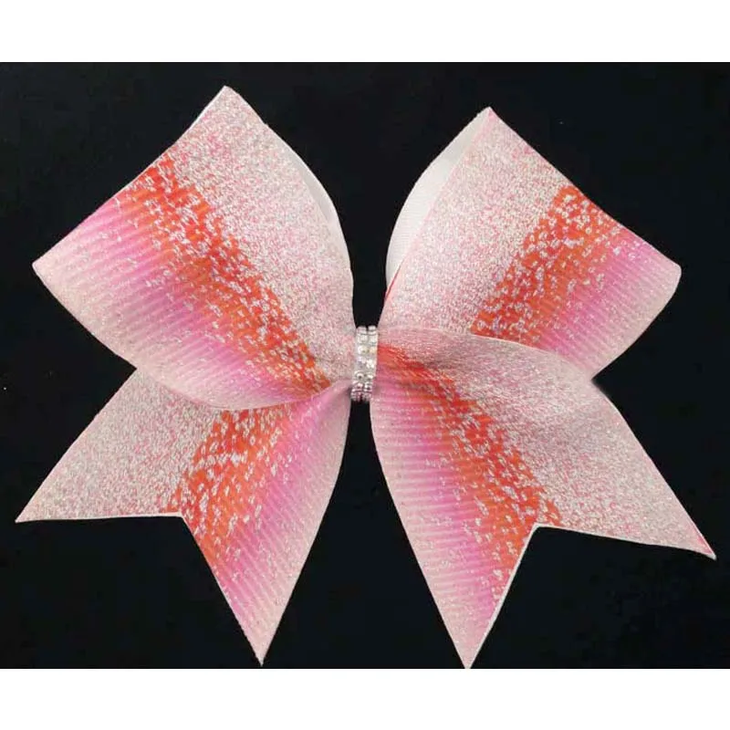 10pieces New  Silver Glitter Ombre Cheer Bow Cheerleading Dance 7.5inch Hair Bow With Elastic Rubber Band