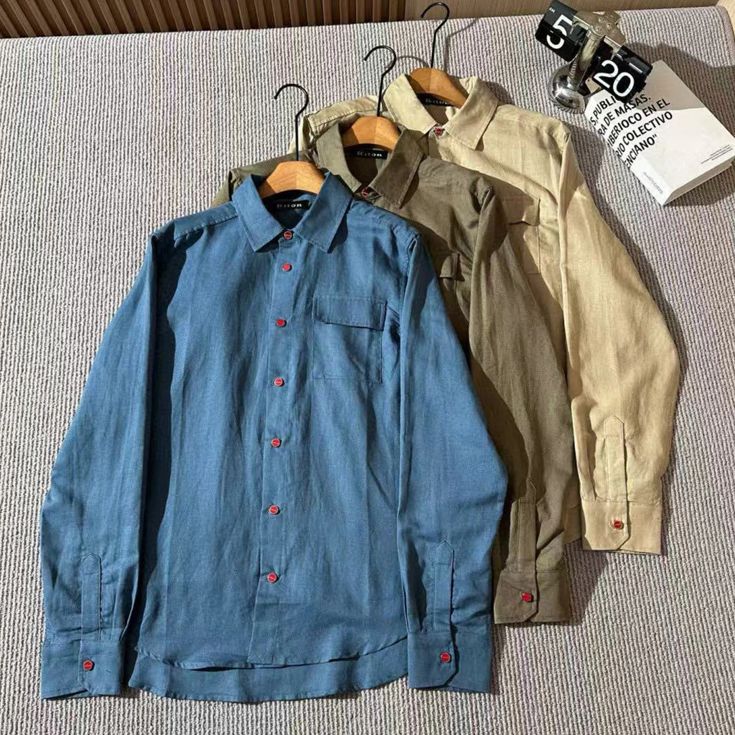 

Kiton 25ss Pocket Винтажная льняная рубашка с длинными рукавами Old Money Wind